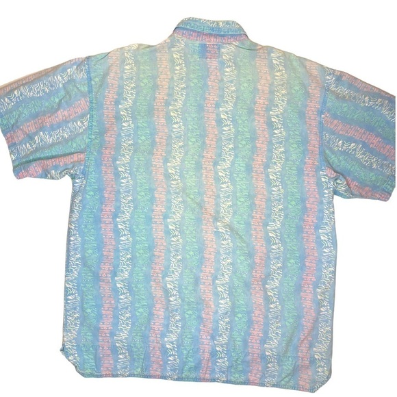 Vintage Gotcha Short Sleeve Faded Reverse Blue Casual Button Down Shirt Sz Lg - Picture 3 of 10